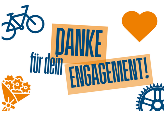 Grafik mit "Danke für dein Engagement", Ritzel und Herz.